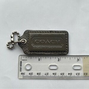 Coach Dark Gray Leather Hangtag with silver chain